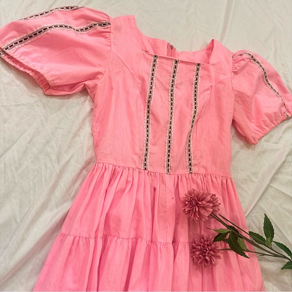 Blush Prairie Tiered Cottage Dress with Puff Sleeves - Picture 2 of 5